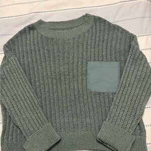 LOFT Women's Green Textured Crewneck Sweater